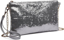 Miss Lulu Damen Glitzer Clutch Mini Umhängetasche Party