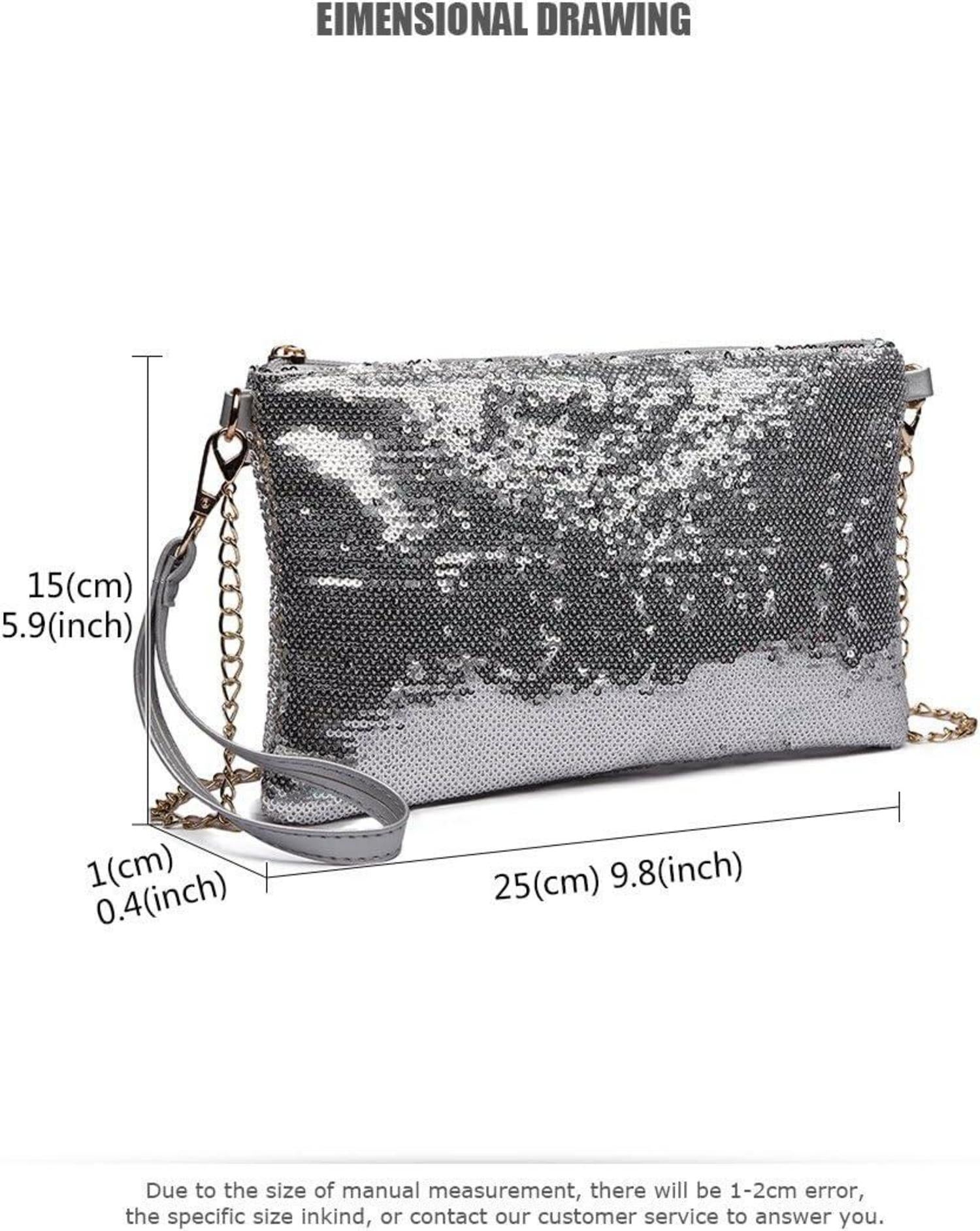 Miss Lulu Damen Pailletten Mini Umhängetasche Schultertasche