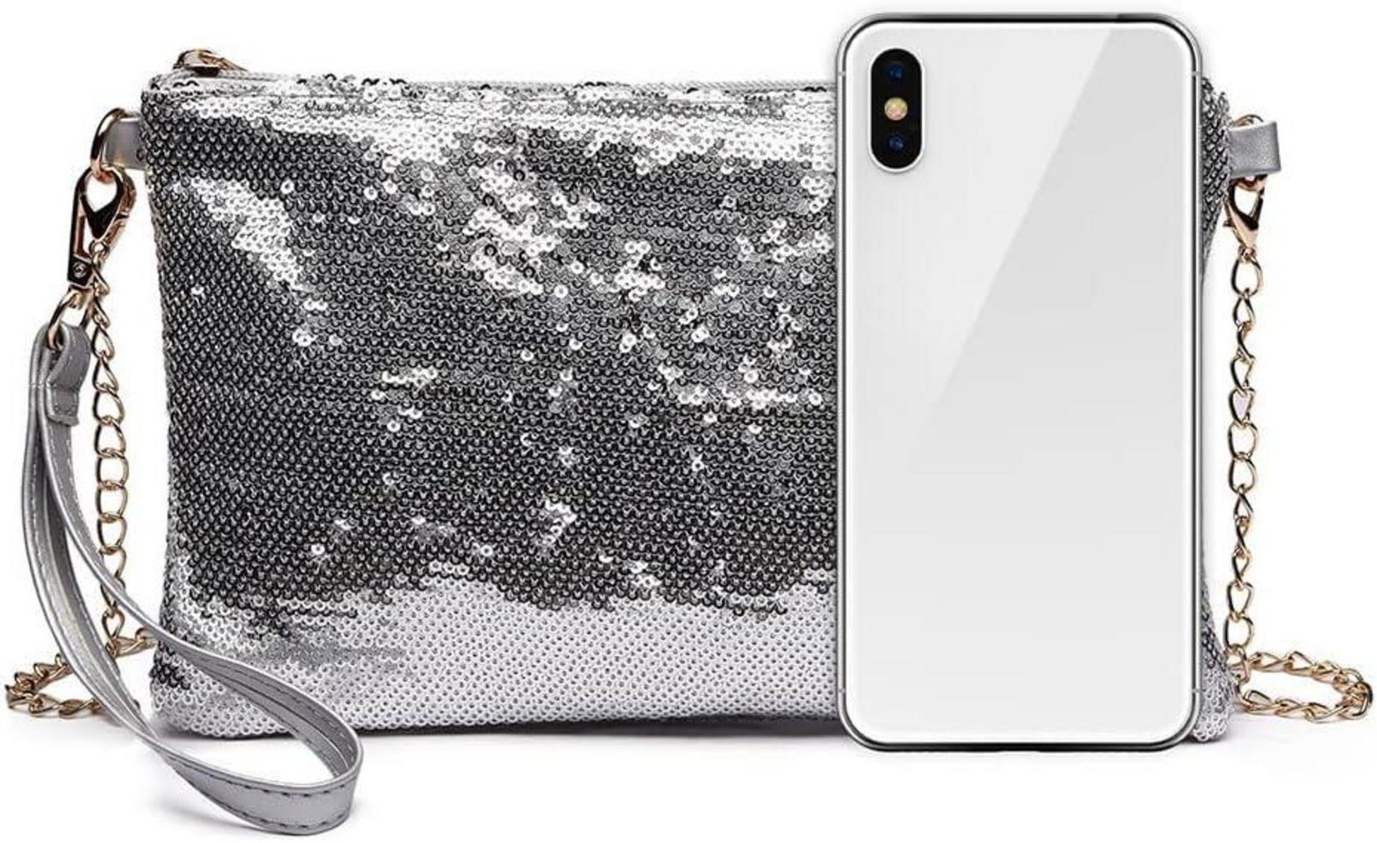 Miss Lulu Damen Pailletten Mini Umhängetasche Schultertasche
