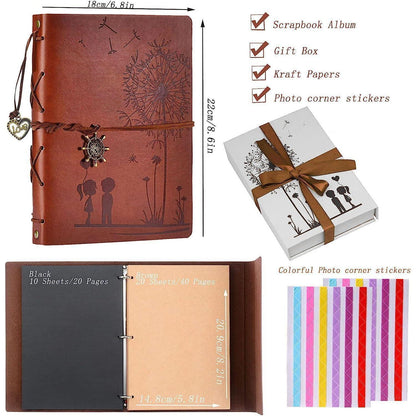 Fotoalbum zum Selbstgestalten 60 Seiten Vintage Leder