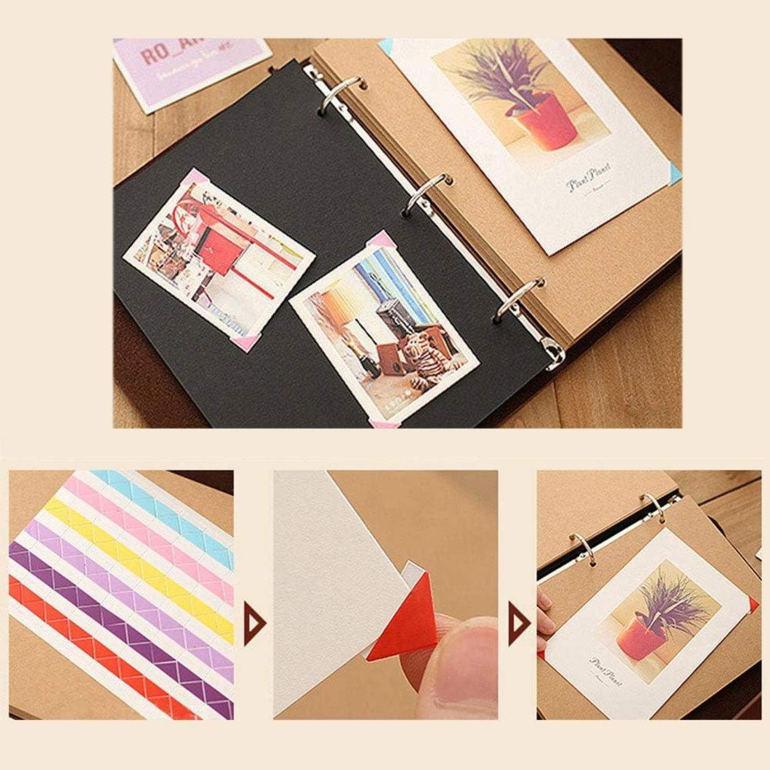 Fotoalbum zum Selbstgestalten 18x22cm Vintage Gästebuch Leder Fotobuch 60 Seiten mit Fotoecken Geschenk für Paare - Braun