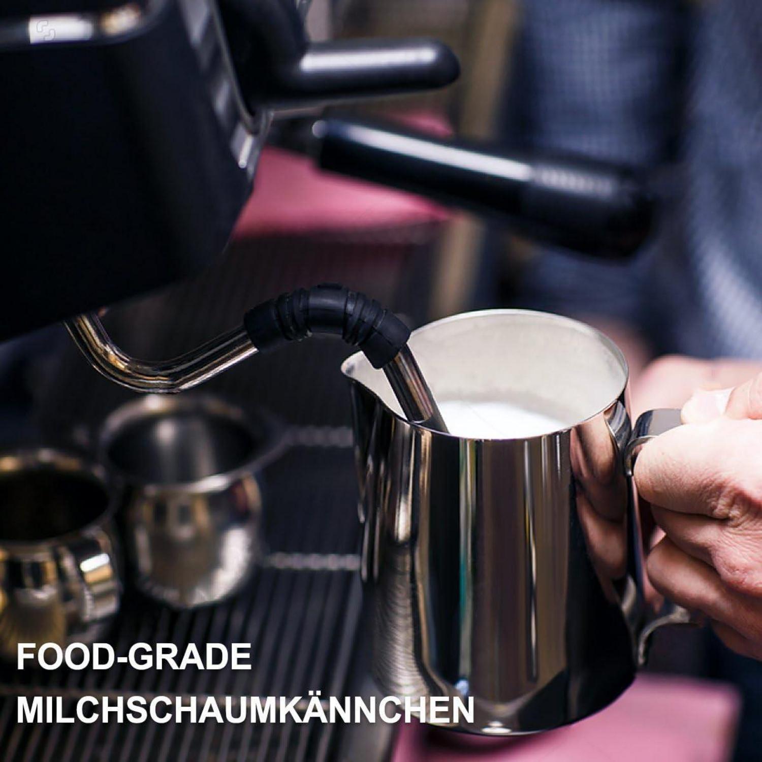 Milchkännchen Edelstahl 350ml Milchaufschäumer Latte Art Stift Silber