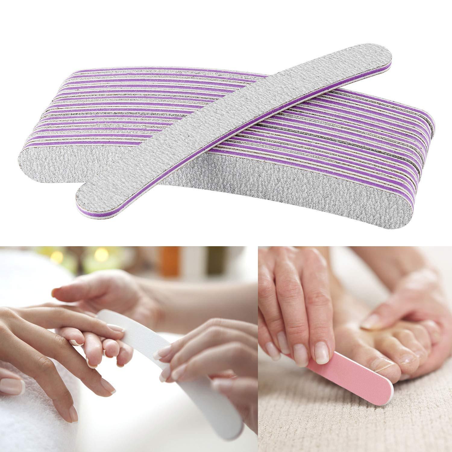 Nagelfeilen 50 Stück 100/180 Schmirgelpapier Grau/Lila Nagelstudio Qualität