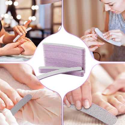 Nagelfeilen 50 Stück 100/180 Schmirgelpapier Grau/Lila Nagelstudio Qualität
