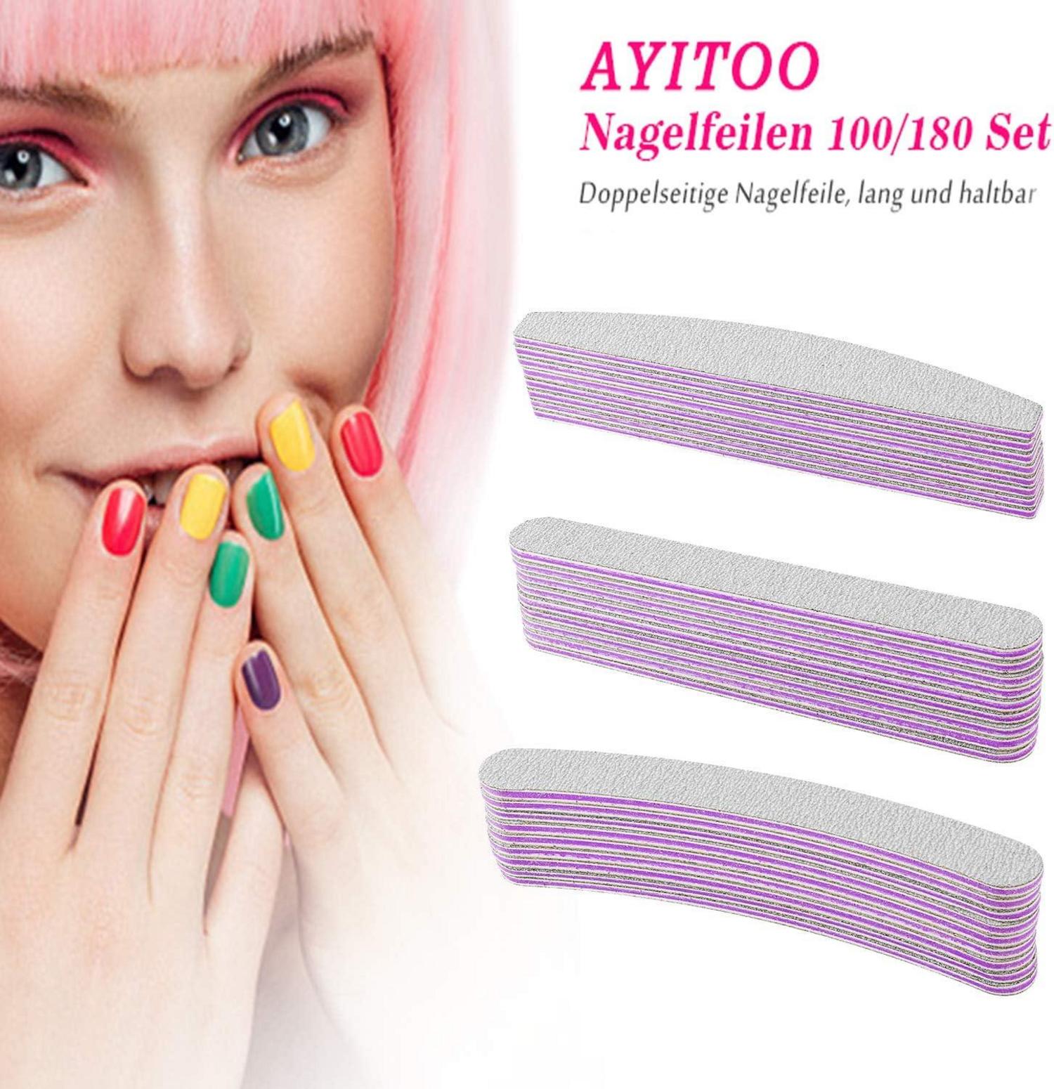 Nagelfeilen 100/180 50 Stück Profi Gelnägel Maniküre Feilen Set