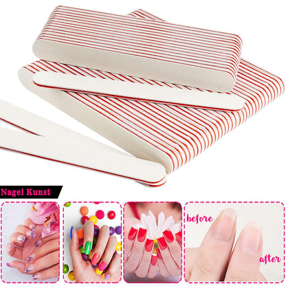 50 Nagelfeilen 100/180 für Gelnägel Profi Acryl Gel Maniküre Feilen