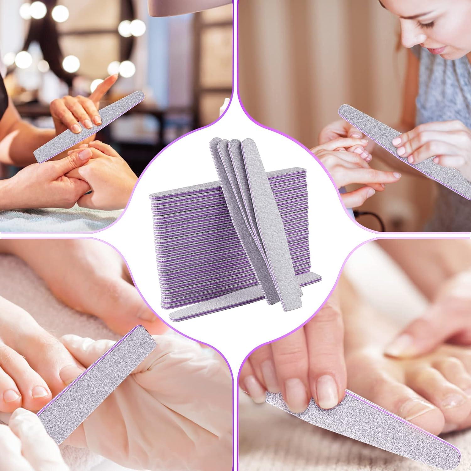 Professionelle Nagelfeilen 100/180 Diamant Grau Lila - 50er Pack