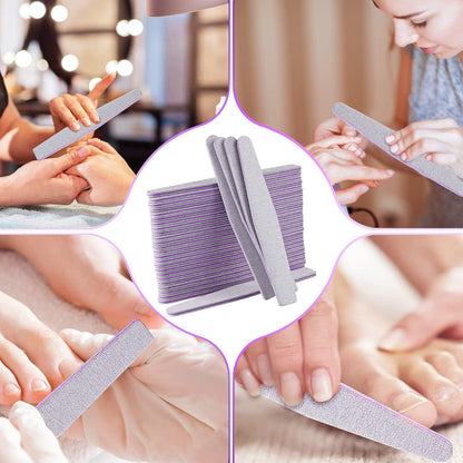 Professionelle Nagelfeilen 100/180 Diamant Grau Lila - 50er Pack