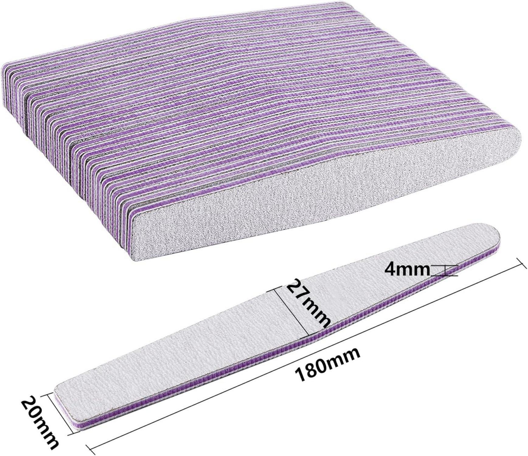 Professionelle Nagelfeilen 100/180 Diamant Grau Lila - 50er Pack