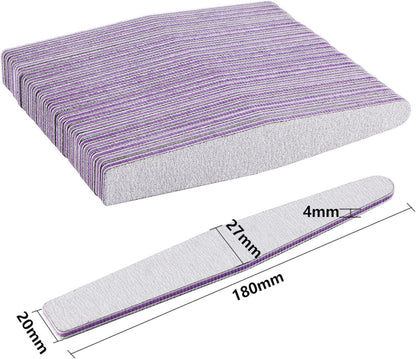 Professionelle Nagelfeilen 100/180 Diamant Grau Lila - 50er Pack