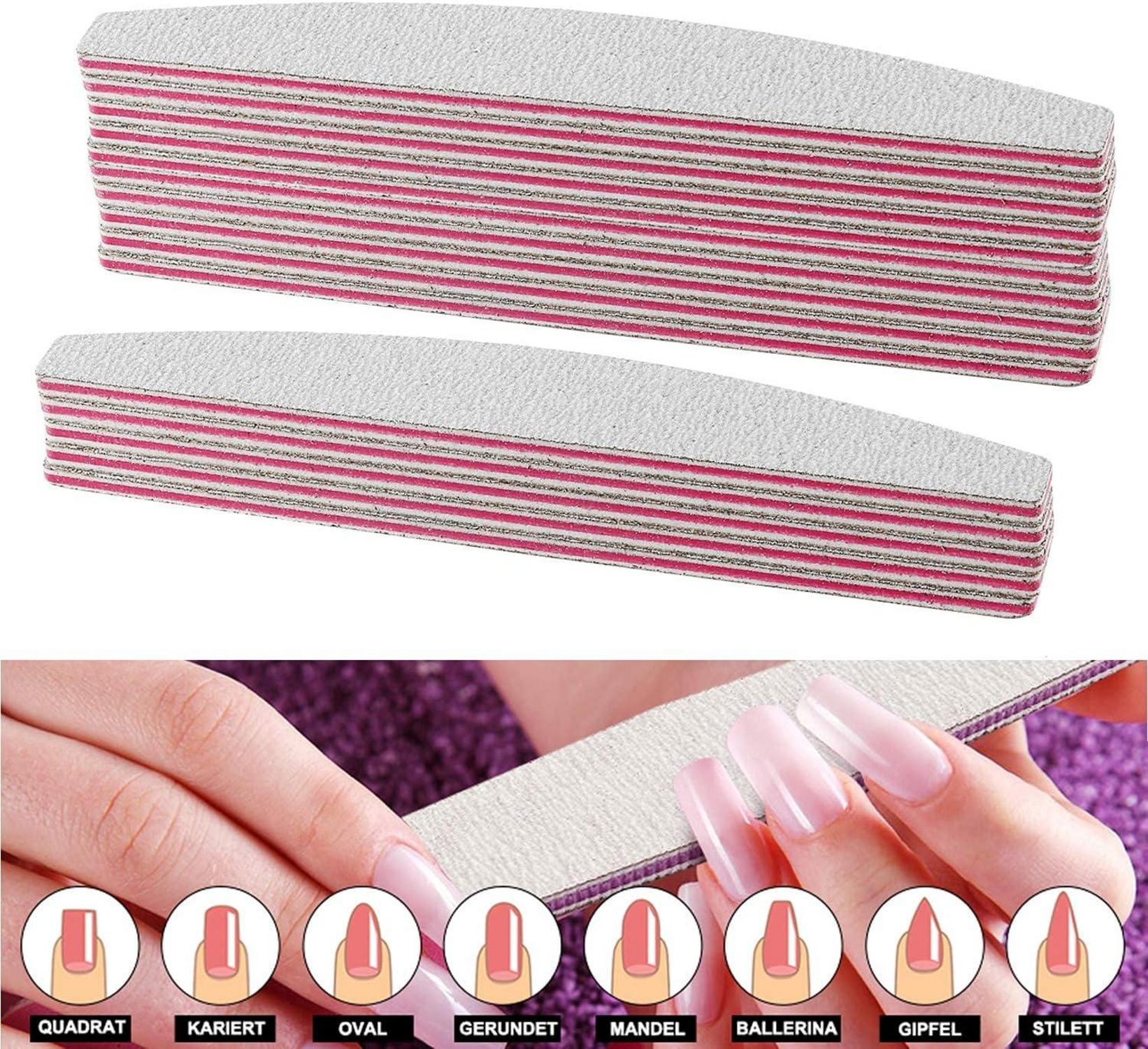 Nagelfeilen Set 50 Stück 100/180 Doppelseitige Feilen für Maniküre
