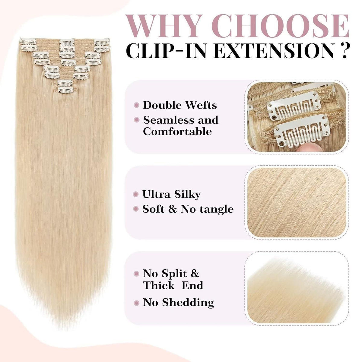 Blond Echthaar Clip-Ins 40cm – Remy Hair, Mittelblond