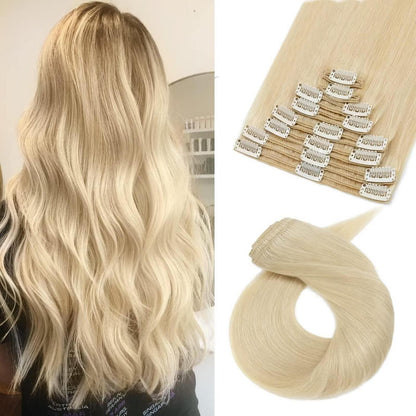 Echthaar Clip-Ins Blond 35 cm – Remy Hair Haarverlängerung