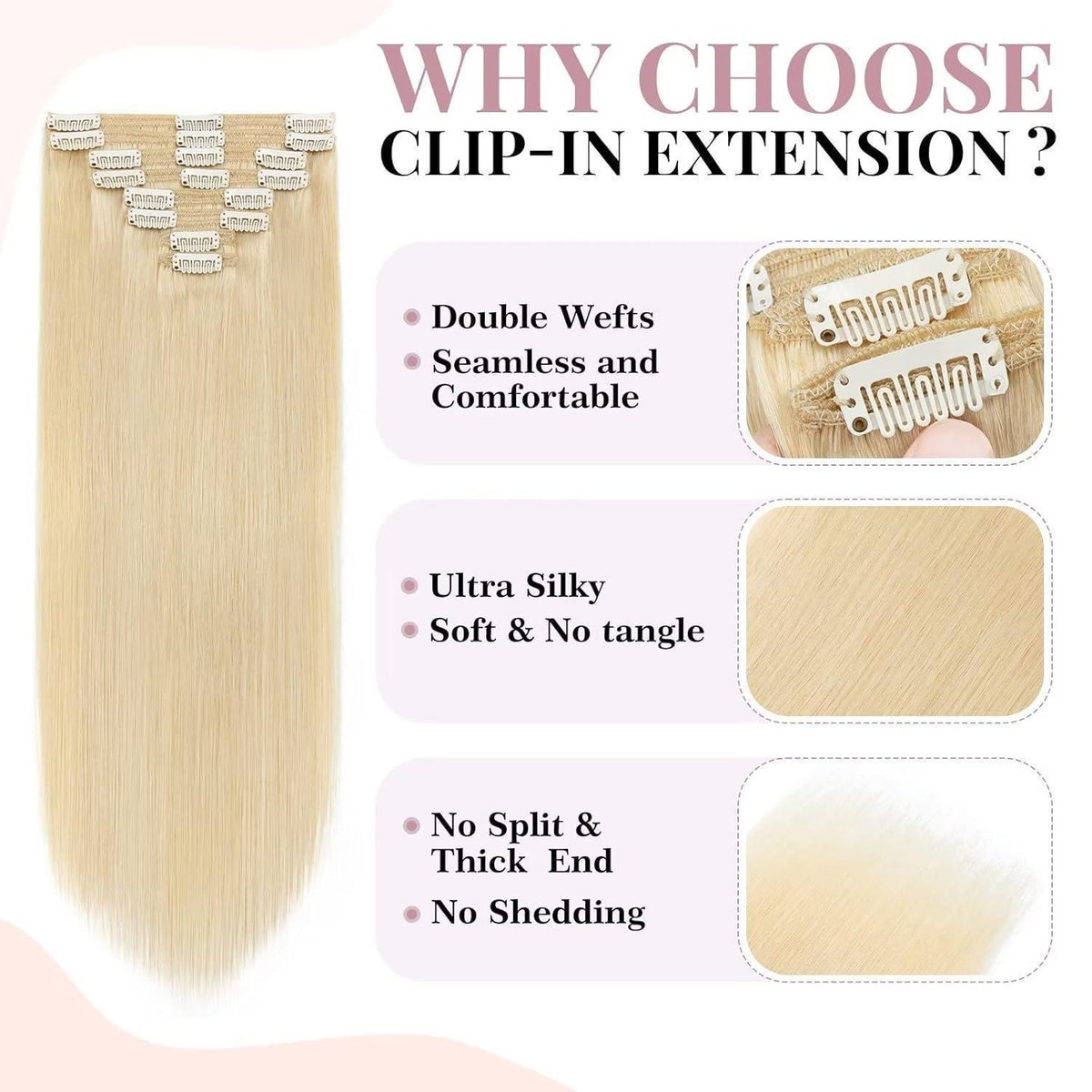 Echthaar Clip-Ins Blond 35 cm – Remy Hair Haarverlängerung