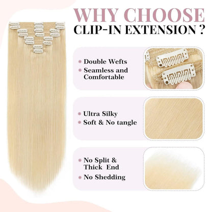 Echthaar Clip-Ins Blond 35 cm – Remy Hair Haarverlängerung