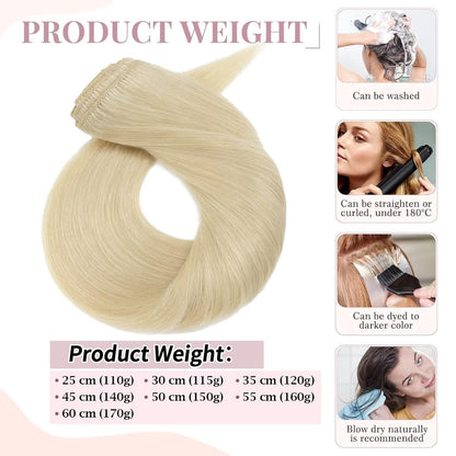 Echthaar Clip-Ins Blond 35 cm – Remy Hair Haarverlängerung