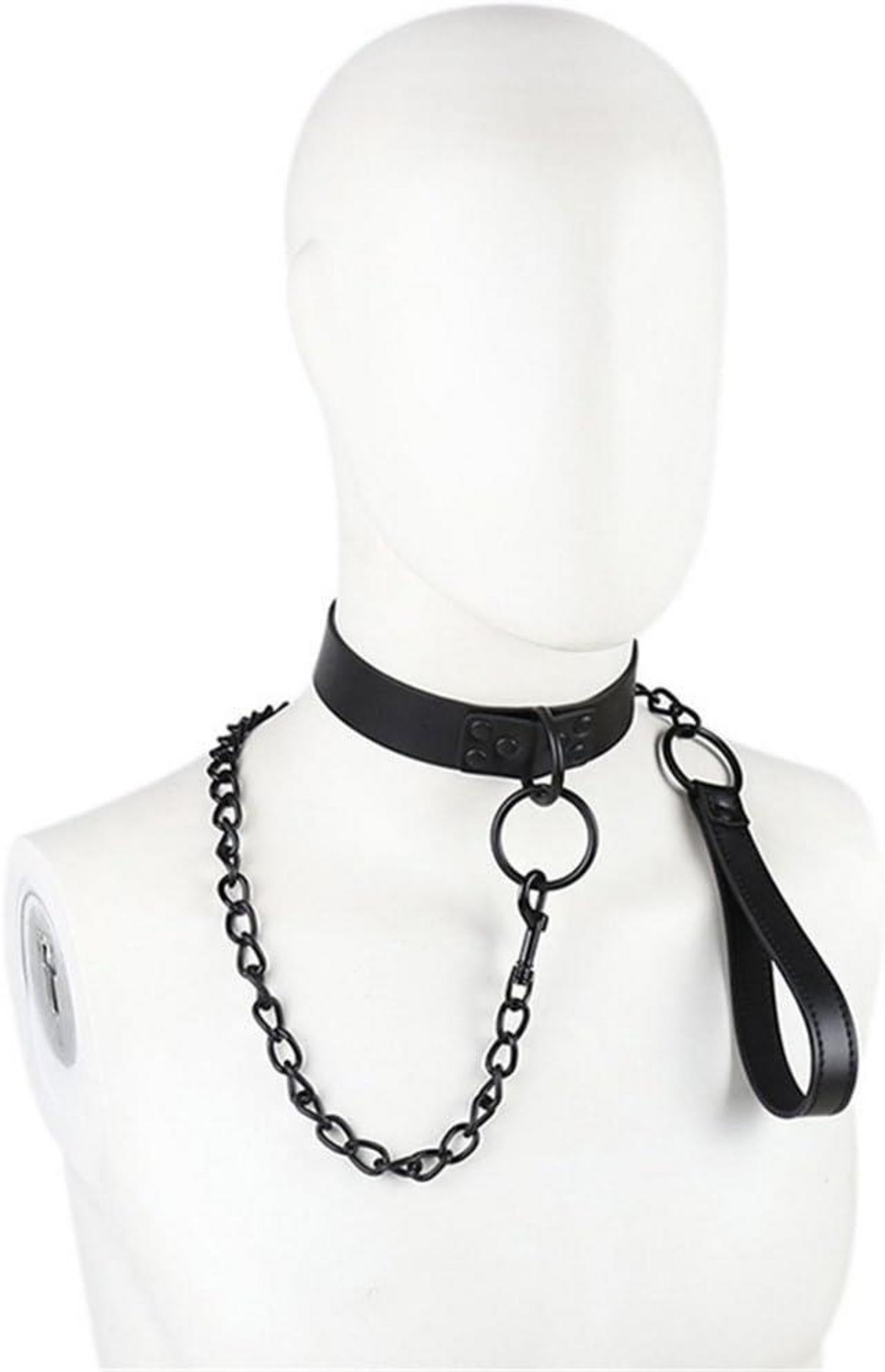 Boowhol Schwarzes Eisen-Ketten Halsband SM Fesseln BDSM Bondage