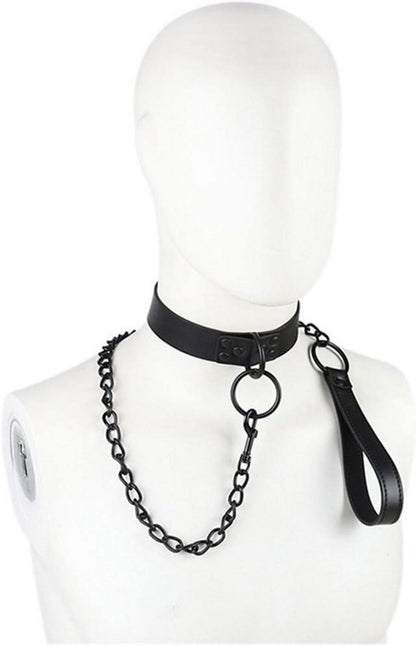Boowhol Schwarzes Eisen-Ketten Halsband SM Fesseln BDSM Bondage