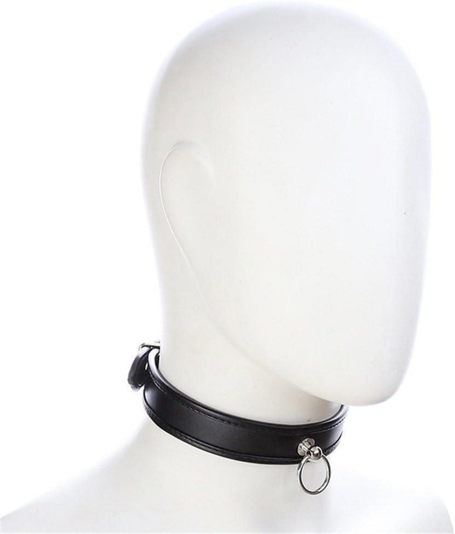 Boowhol BDSM Halsband O-Ringe Fesseln Erotik Leder Schwarz