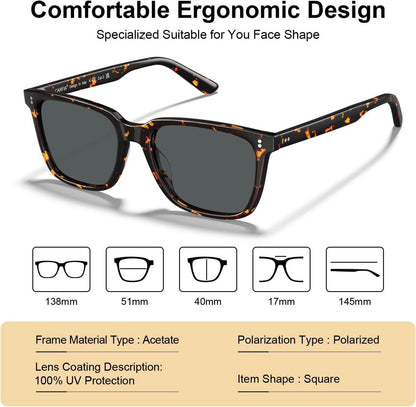 Carfia Damen Polarisierte Retro-Sonnenbrille UV400 Schutz Grau Schildkröte