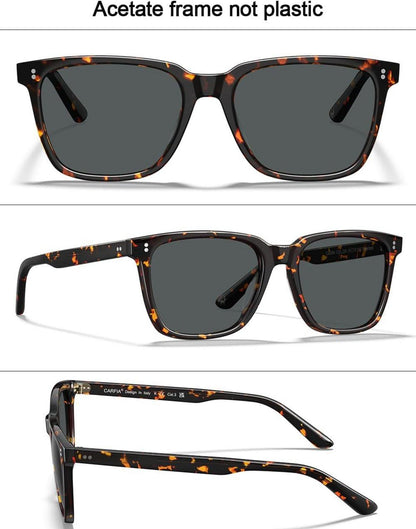 Carfia Damen Retro Polarisierte Sonnenbrille UV400 Grau Schildkrötenrahmen