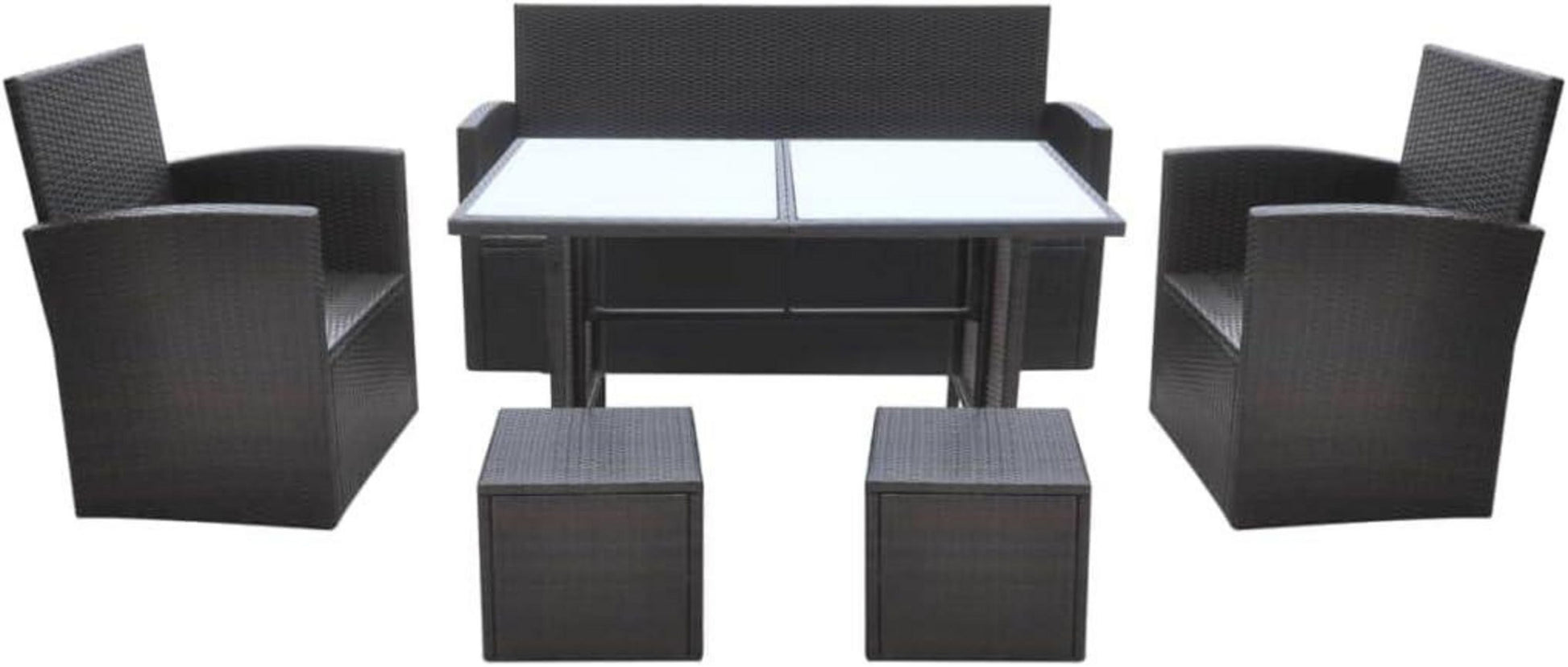 Gartenmöbel Set 6-tlg. Rattan Braun Sitzgruppe mit Kissen