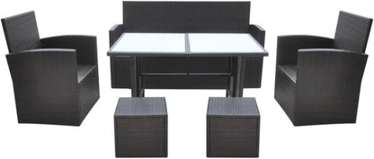 Gartenmöbel Set 6-tlg. Rattan Braun Sitzgruppe mit Kissen