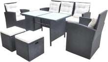 vidaXL Poly Rattan Gartenmöbel Set 6-tlg. inkl. Kissen und Tischplatte
