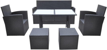 vidaXL Poly Rattan Gartenmöbel Set 6-tlg. inkl. Kissen und Tischplatte