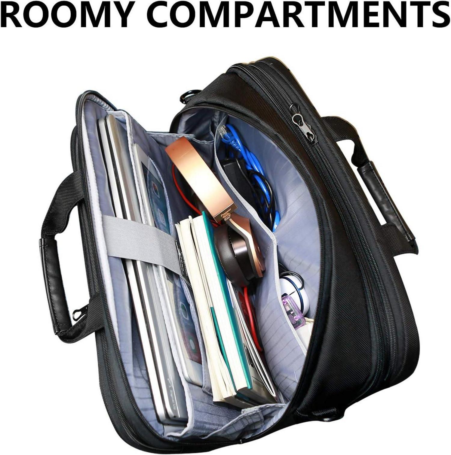 KROSER Laptop Tasche XXL 18,5 Zoll Schultertasche Schwarz Erweiterbare Kapazität