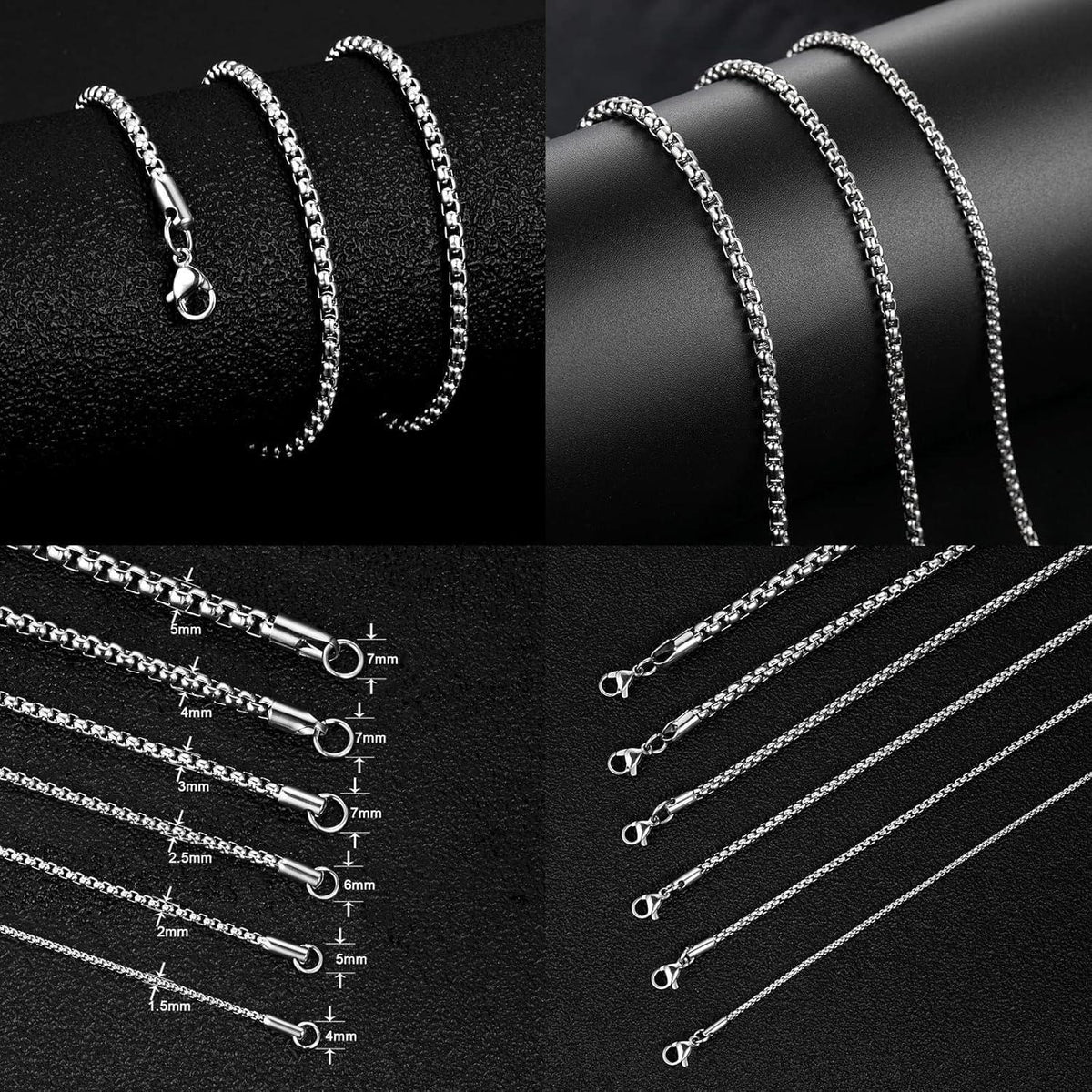 Edelstahl Seilkette 3mm Breite 60cm Länge für Damen und Herren