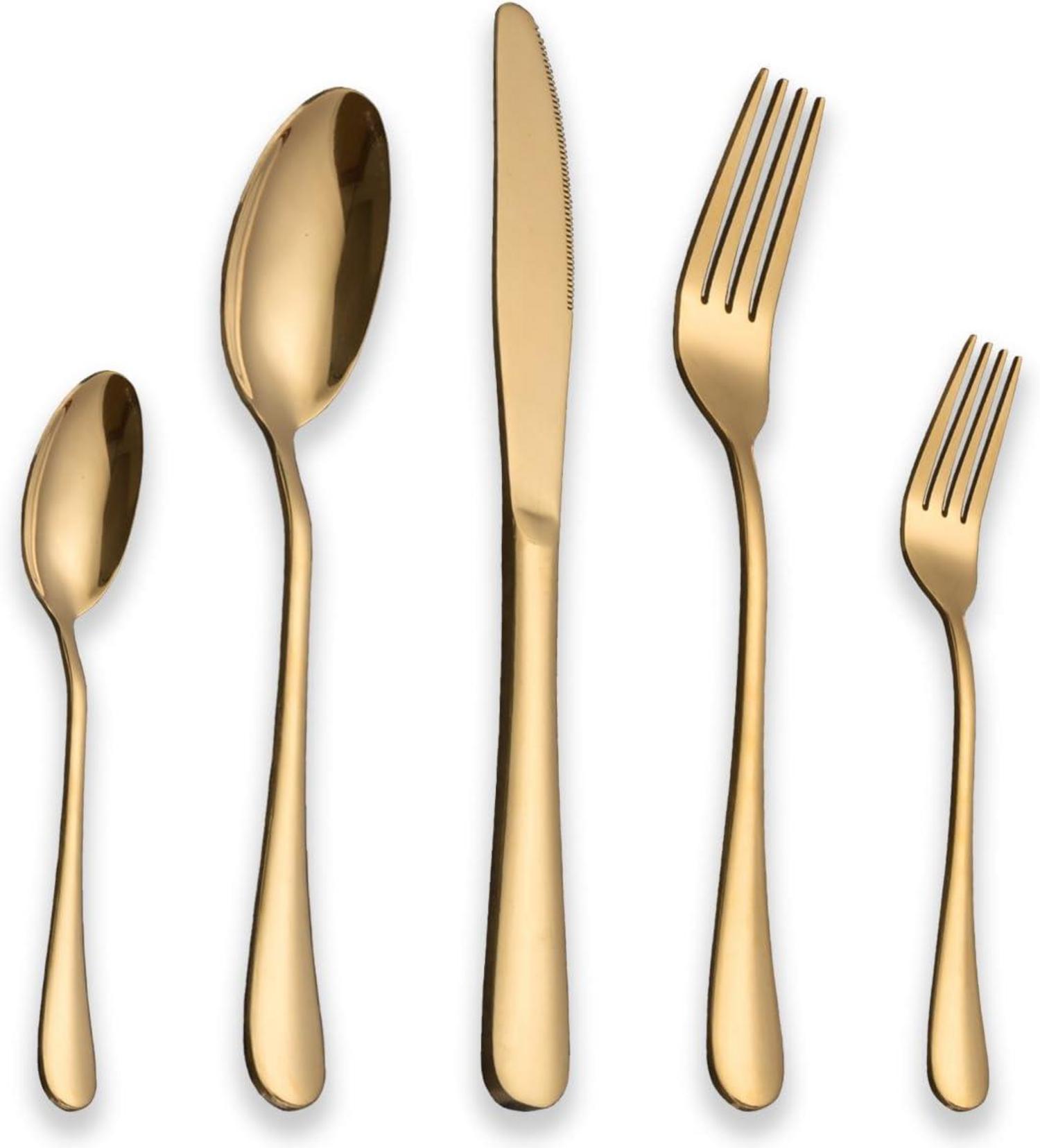 Edelstahl Titan vergoldetes Besteckset 30-teilig, glänzend