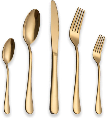 Edelstahl Titan vergoldetes Besteckset 30-teilig, glänzend