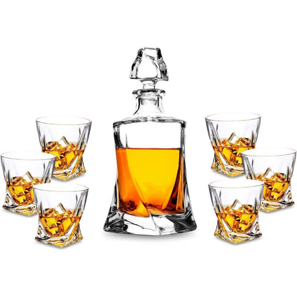 KANARS 7-teiliges Whisky Dekanter und Gläser Set, Bleifrei
