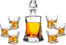 Whisky Dekanter Set mit 6 Gläsern, Kristallglas, bleifrei, 7-teilig