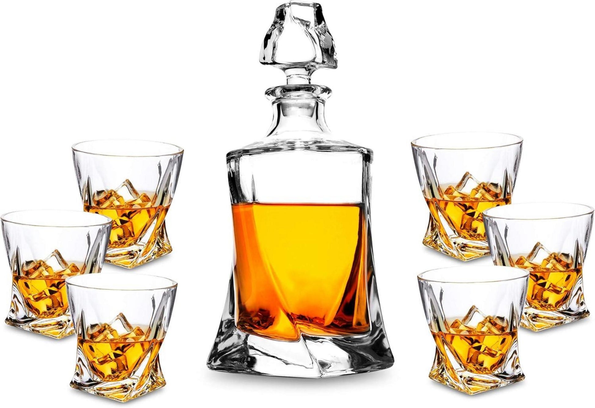Whisky Dekanter Set mit 6 Gläsern, Kristallglas, bleifrei, 7-teilig