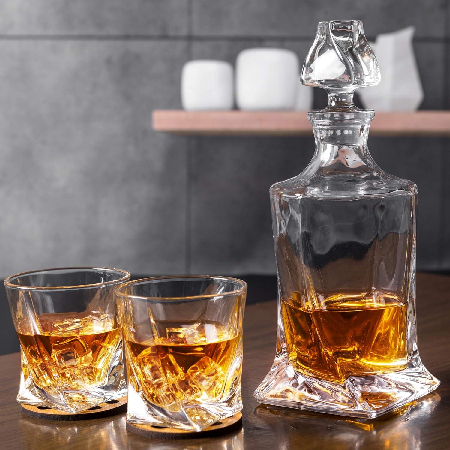 Whisky Dekanter Set mit 6 Gläsern, Kristallglas, bleifrei, 7-teilig
