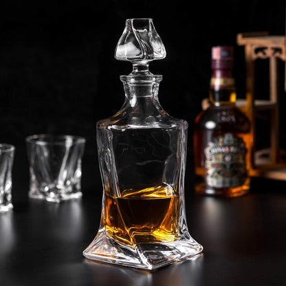 KANARS Whisky Geschenkset Bleifrei Kristallglas Karaffe 7-teilig 800ml 6x300ml