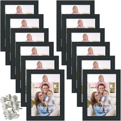 12er Set Bilderrahmen Collage für 10x15cm Fotos Schwarz