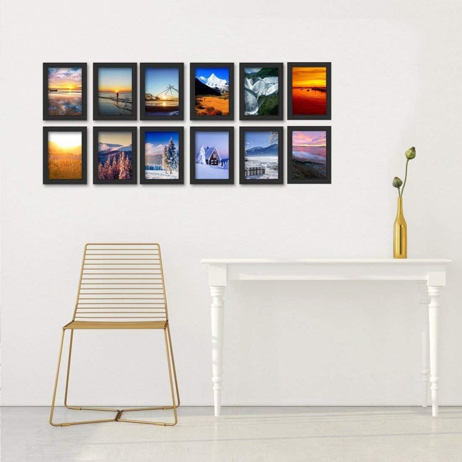 12er Set Bilderrahmen 13x18 cm Schwarz Fotorahmen Collage Wand Tisch