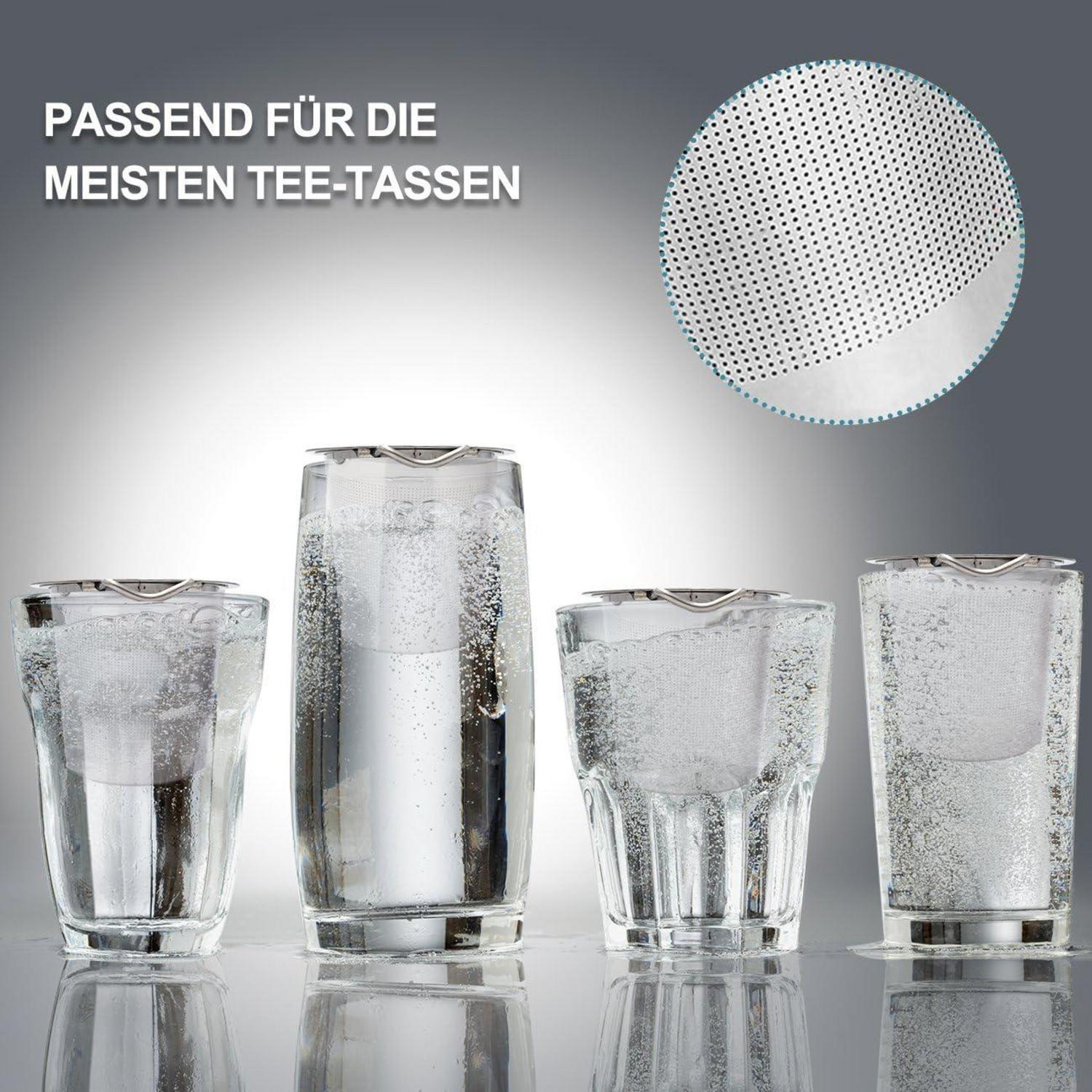 Teesieb Teefilter Deckel Abtropfschale Edelstahl Premium