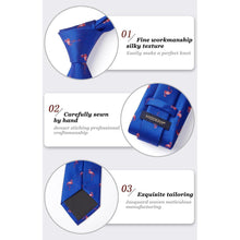 HISDERN Herren Krawatte Hochzeit Tiermuster Set Blau