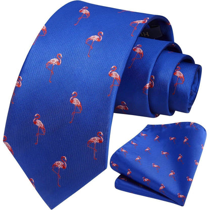 HISDERN Herren Krawatte Hochzeit Tiermuster Set Blau