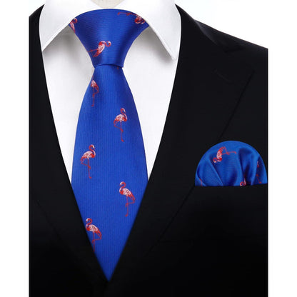 HISDERN Herren Krawatte Hochzeit Tiermuster Set Blau