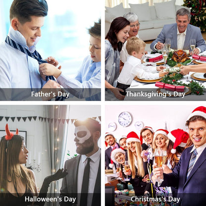 HISDERN Herren Krawatte Hochzeit Tiermuster Set Blau