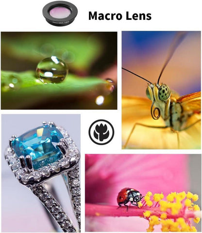 APEXEL Camera Lens Kit 18x Teleobjektiv Weitwinkel Makro Fisheye Stativ Schwarz