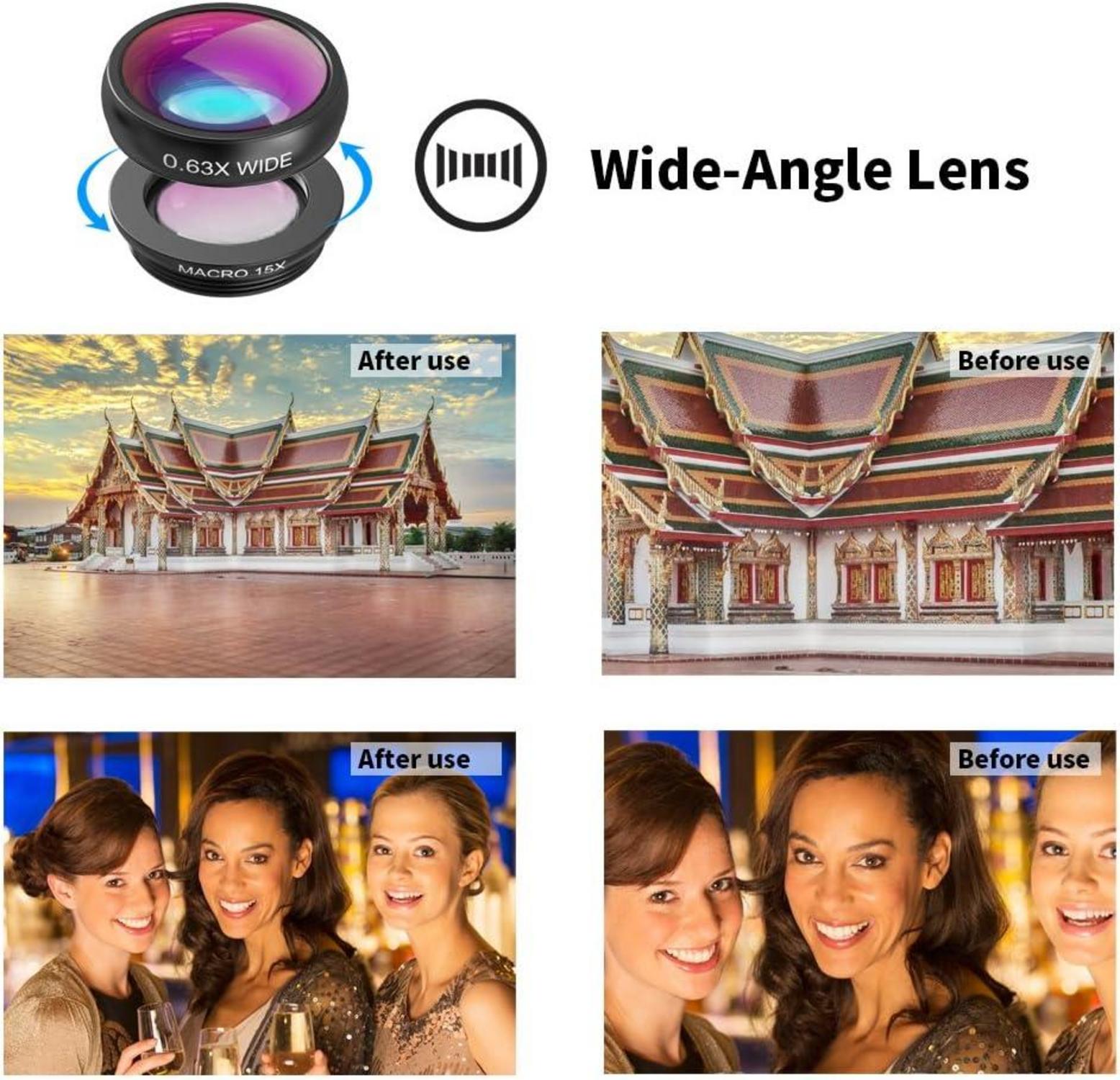 APEXEL Camera Lens Kit 18x Teleobjektiv Weitwinkel Makro Fisheye Stativ Schwarz