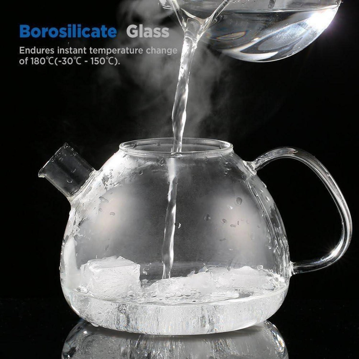Teekanne mit Stövchen 1.5L aus Borosilikatglas & Edelstahl