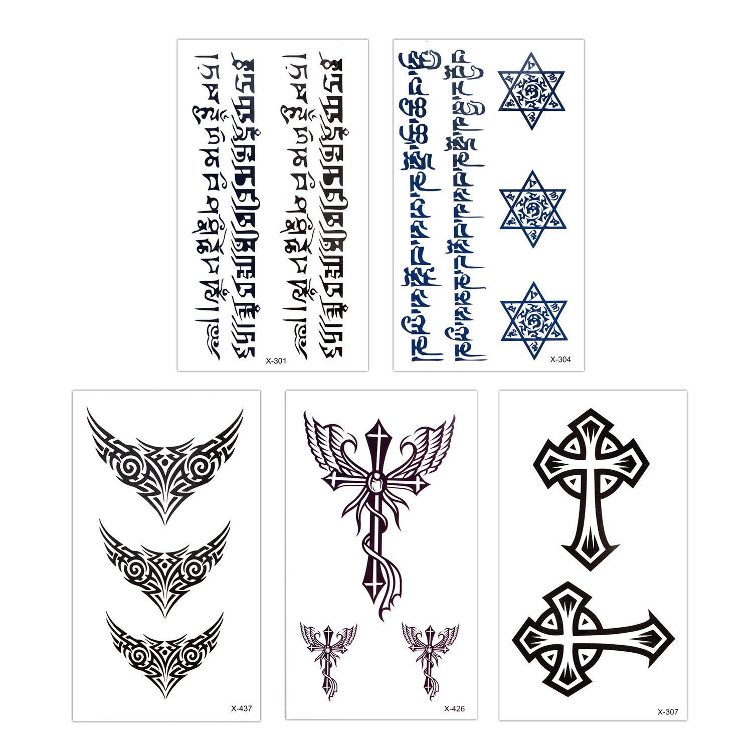 Konsait Schwarze Temporäre Tattoos 18 Blätter Aufkleber Body Art Fake Arm