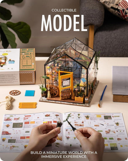 DIY Miniatur Haus Bausatz Gewächshaus Handwerk Modell Kits Erwachsene